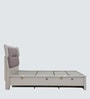 Zurich High Gloss Queen Size Bed With Upholstered Headboard & Hydraulic Storage In Beige Colour