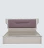 Zurich High Gloss Queen Size Bed With Upholstered Headboard & Hydraulic Storage In Beige Colour