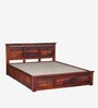 Zurndorf Sheesham Wood Queen Size Bed in Honey Oak Finish With Box Storage