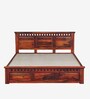 Zurndorf Sheesham Wood Queen Size Bed in Honey Oak Finish With Box Storage