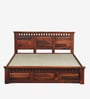 Zurndorf Sheesham Wood Queen Size Bed in  Honey Oak Finish