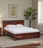 Zurndorf Sheesham Wood Queen Size Bed in  Honey Oak Finish