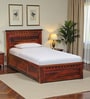 Zurndorf Sheesham Wood Single Bed In  Honey Oak Finish With Box Storage