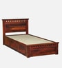 Zurndorf Sheesham Wood Single Bed In  Honey Oak Finish With Box Storage