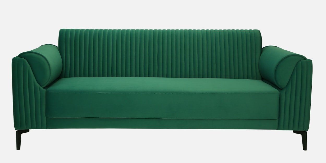 Zyra Waterproof Velvet Seater Sofa In Emerald Green Colour