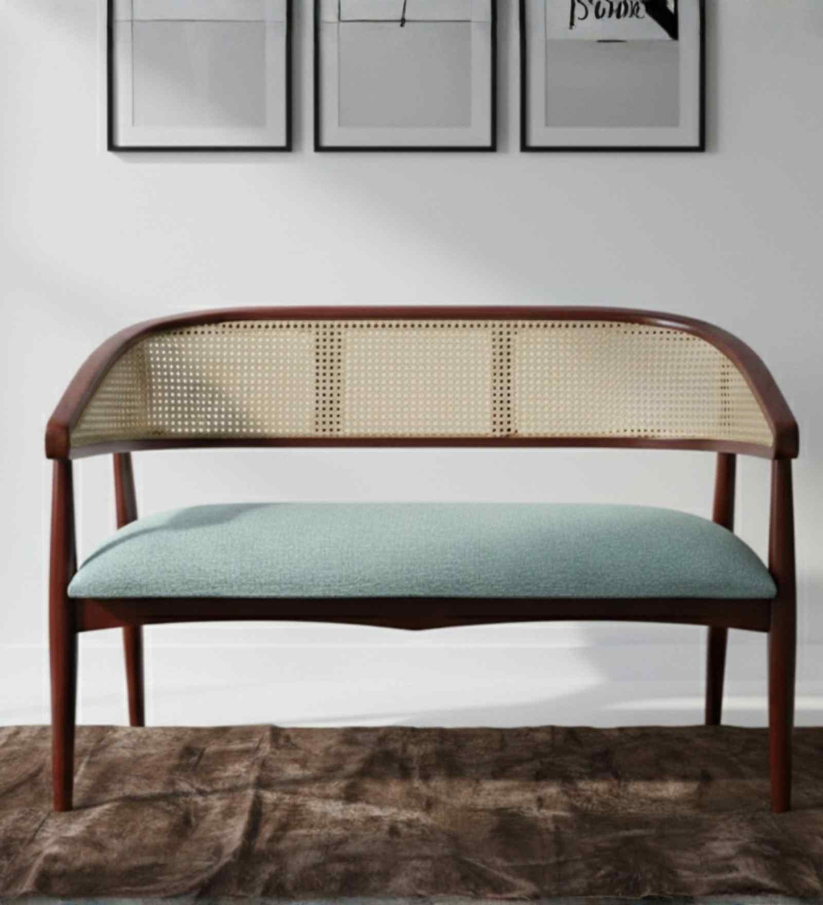 Zylen Solid Wood Love Sofa In Brown Finish