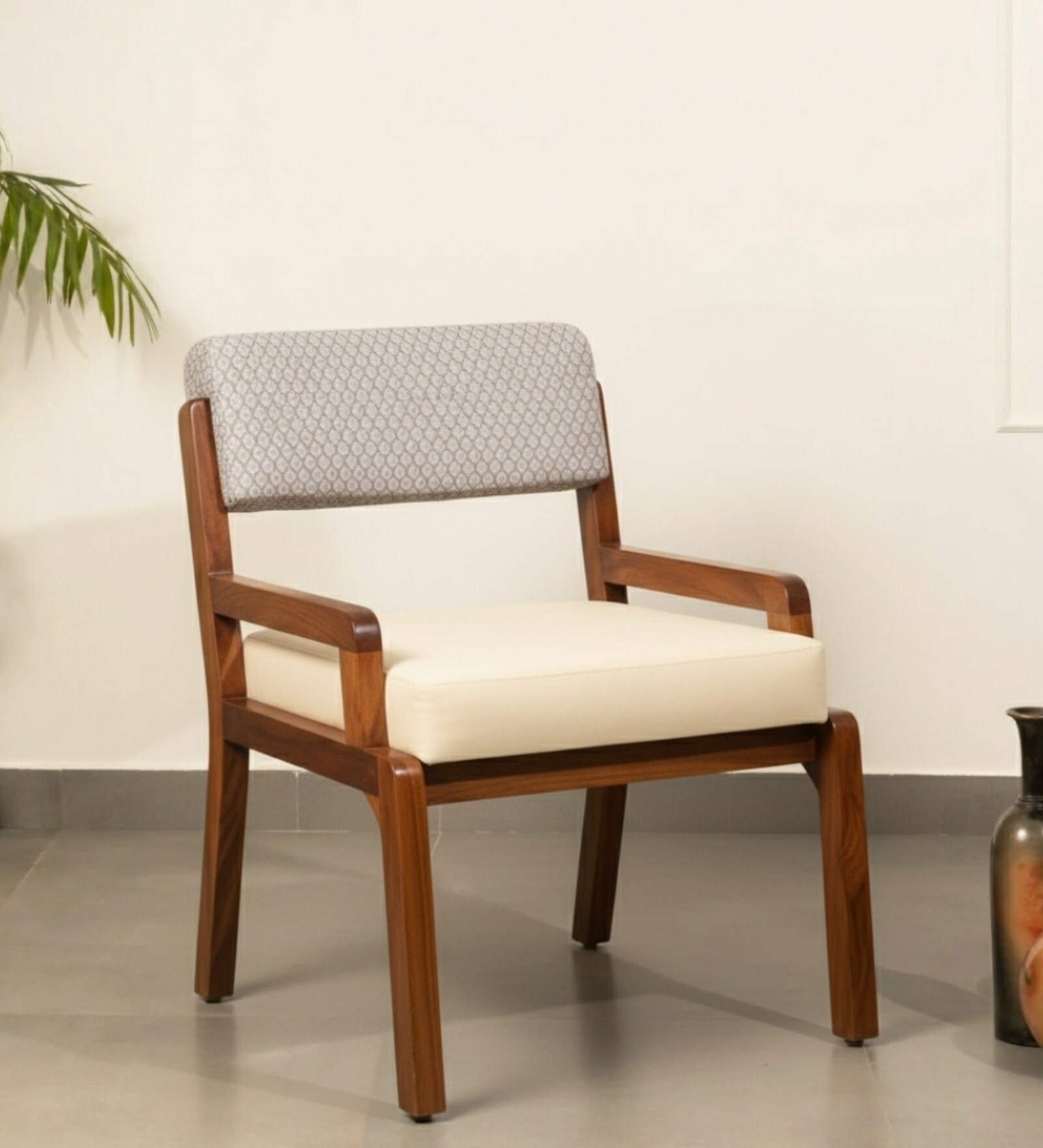 Zyra Fabric Dining Chair In White Colour