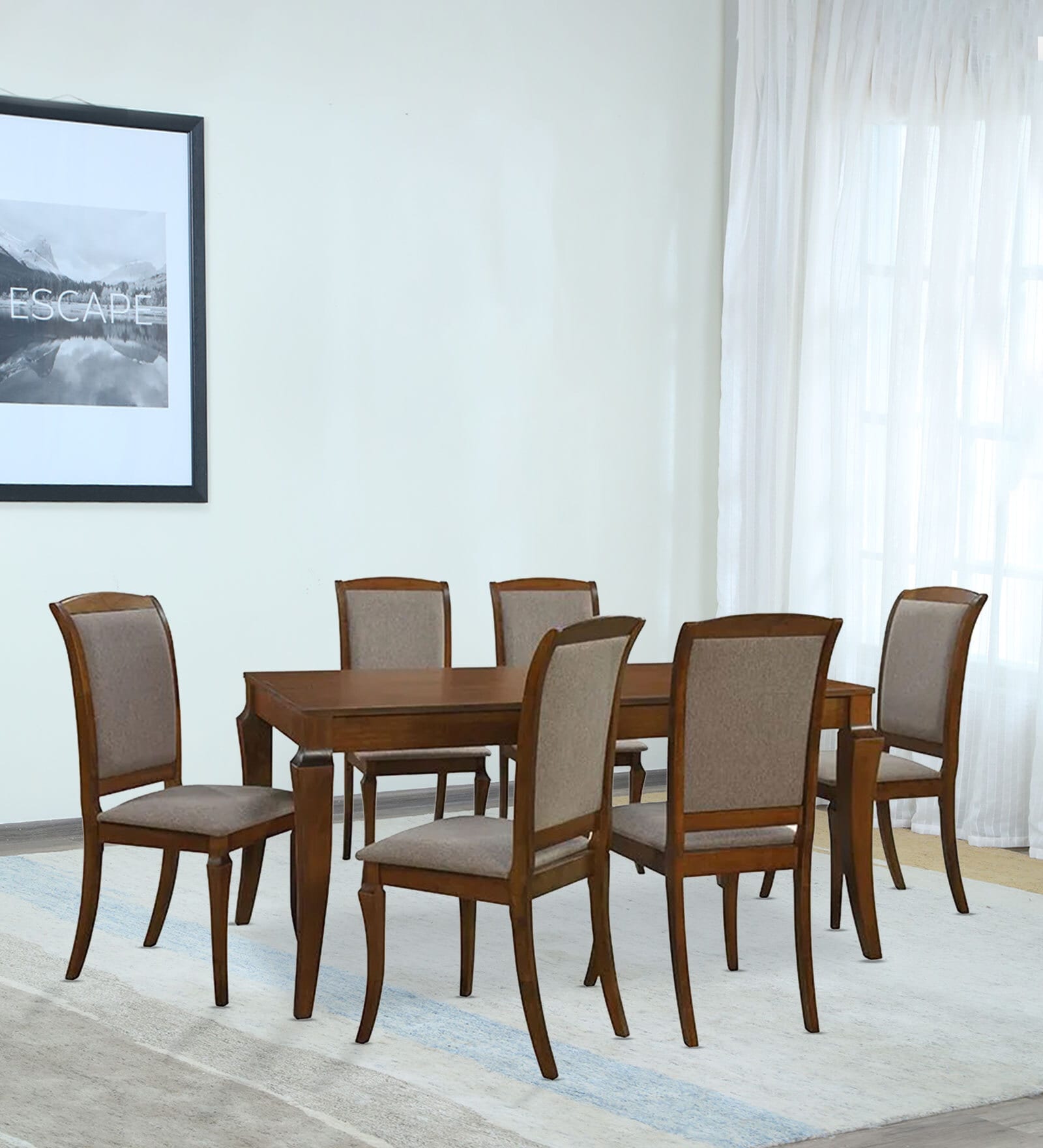 Zyvva 6 Seater Dining Set In Brown & Grey Finish