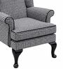 Zylar Teak Wood Chair With Suede Fabric In Black Houndstooth