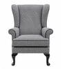 Zylar Teak Wood Chair With Suede Fabric In Black Houndstooth
