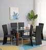 Zylxor Glass Top 6 Seater Dining Set In Black Finish