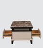 Zyra Marble Top Coffee Table In Cream And Brown Finish