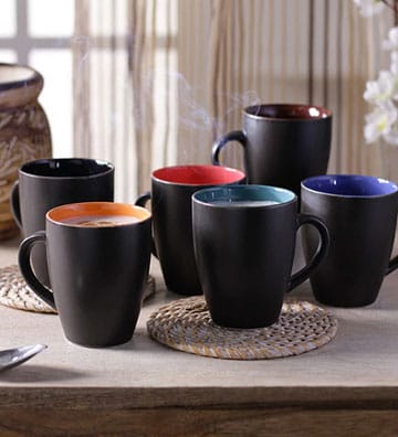 CDI Stoneware Matt Finish Coffee Mugs - Set of 6 