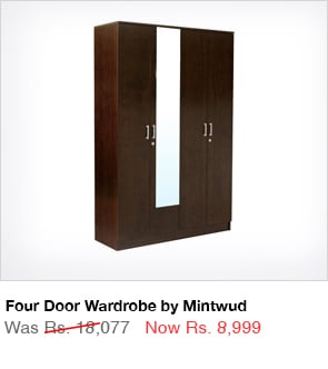 Four Door Wardrobe with Mirror by Mintwud 