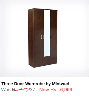 Three Door Wardrobe with Mirror by Mintwud 