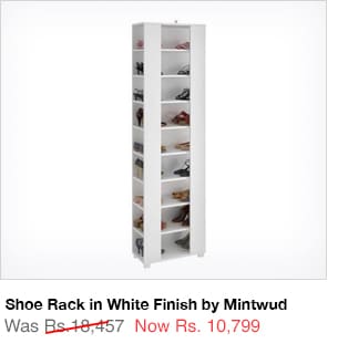 Shoe Rack in White Finish by Mintwud 