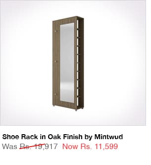 Shoe Rack in Oak Finish by Mintwud 