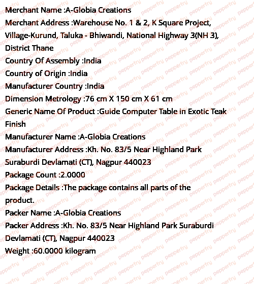 Buy Guide Writing Table in Exotic Teak Finish by A Globia Creations