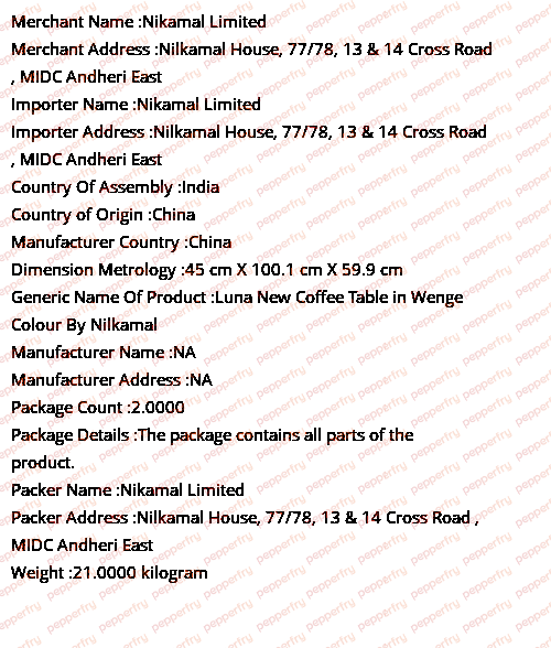 Buy Luna New Coffee Table in Wenge Colour By Nilkamal Online Modern